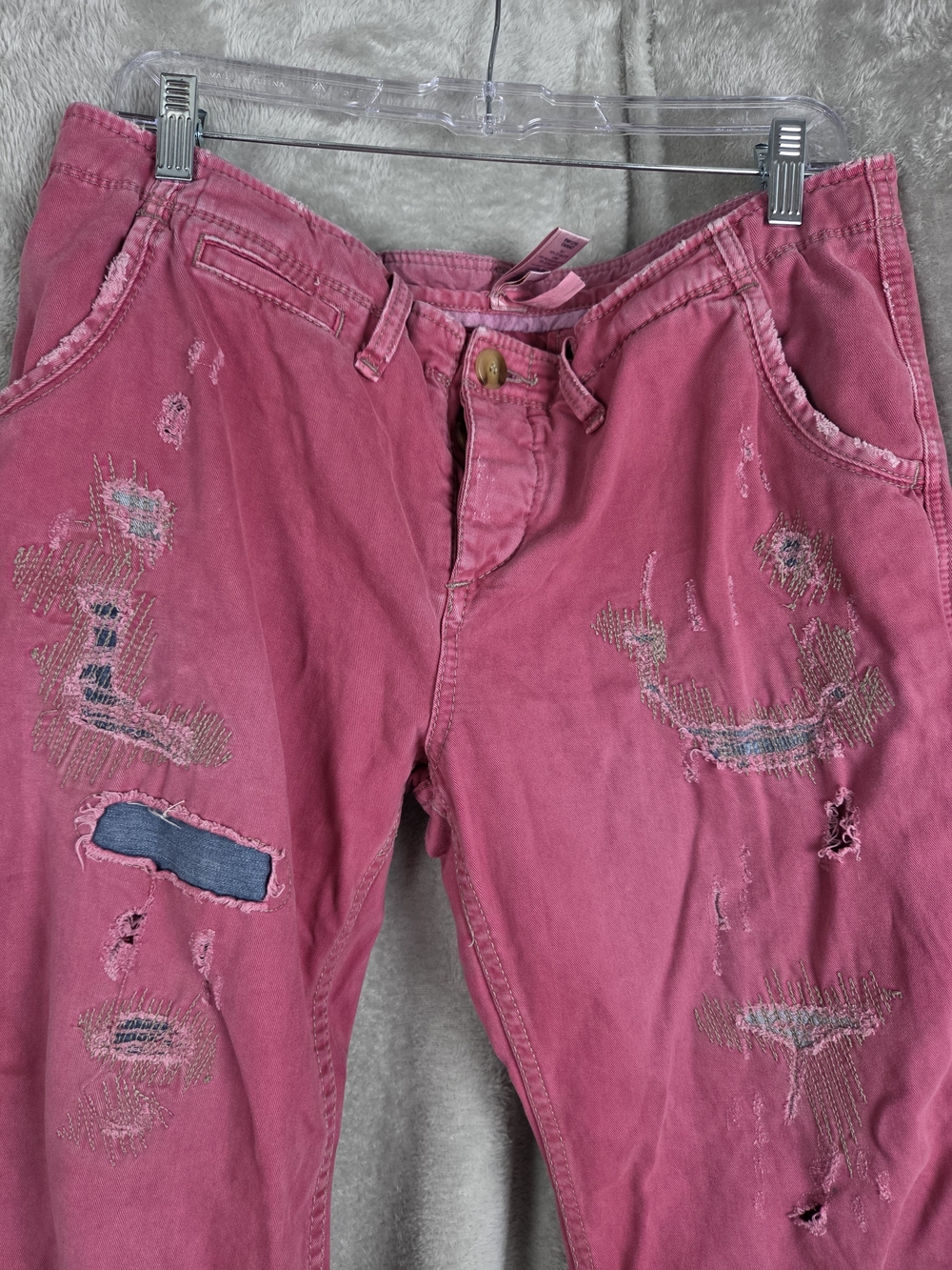 True Religion Men's Distressed Pink Relaxed Jeans